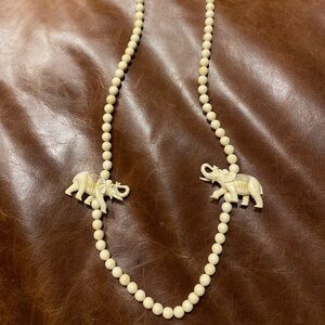 Vintage, ivory, Elephant Beaded Necklace
